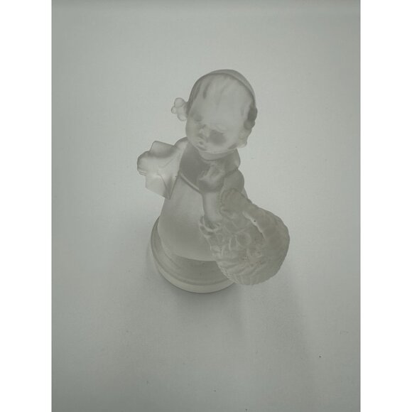 Goebel Crystal Collection Frosted Girl Holding Basket Figurine Signed MJ Hummel - Picture 2 of 10